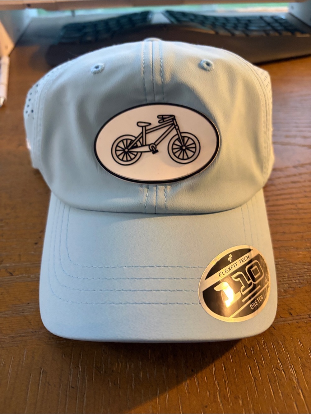 Ladies Light Blue Bicycle Patch Cap Build a Bike, Flex Fit NWT
